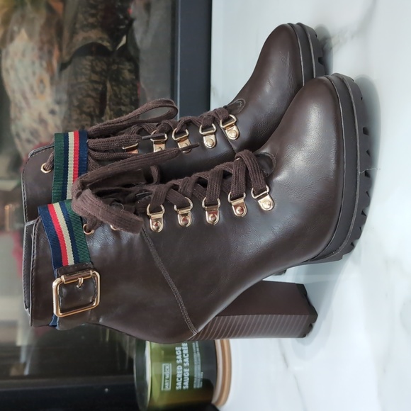JustFab Deep Brown High Heeled Boots - Picture 4 of 7